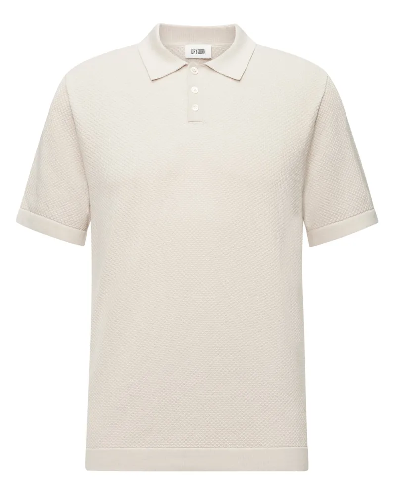 Drykorn Unifarbenes Strick-Poloshirt aus Baumwolle, Regular Fit in Beige