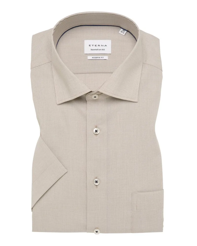 Eterna Leichtes Kurzarmhemd aus Lyocell und Baumwolle, Modern Fit in Beige