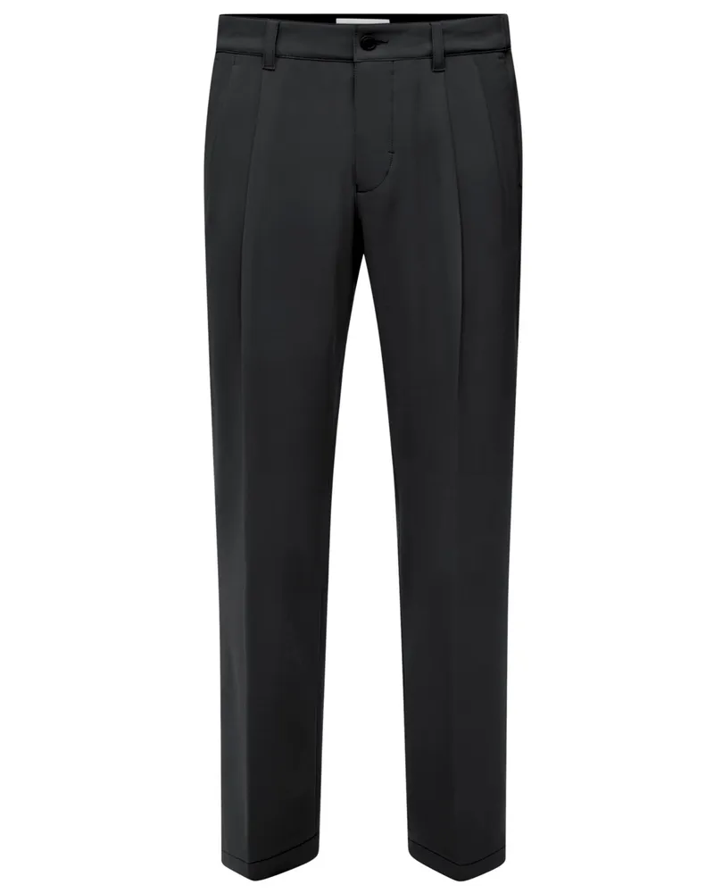 Drykorn Stoffhose Leek aus einem Stretch-Mix mit doppelter Bundfalte, Relaxed Fit in Schwarz