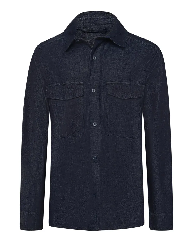 MAC Jeans Unifarbenes Overshirt aus einem Baumwollmischgewebe in Schwarzblau