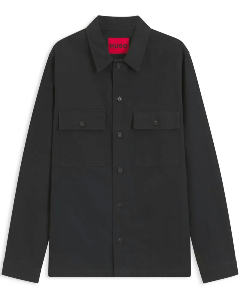 HUGO BOSS Overshirt aus softem Baumwoll-Canvas in Schwarz