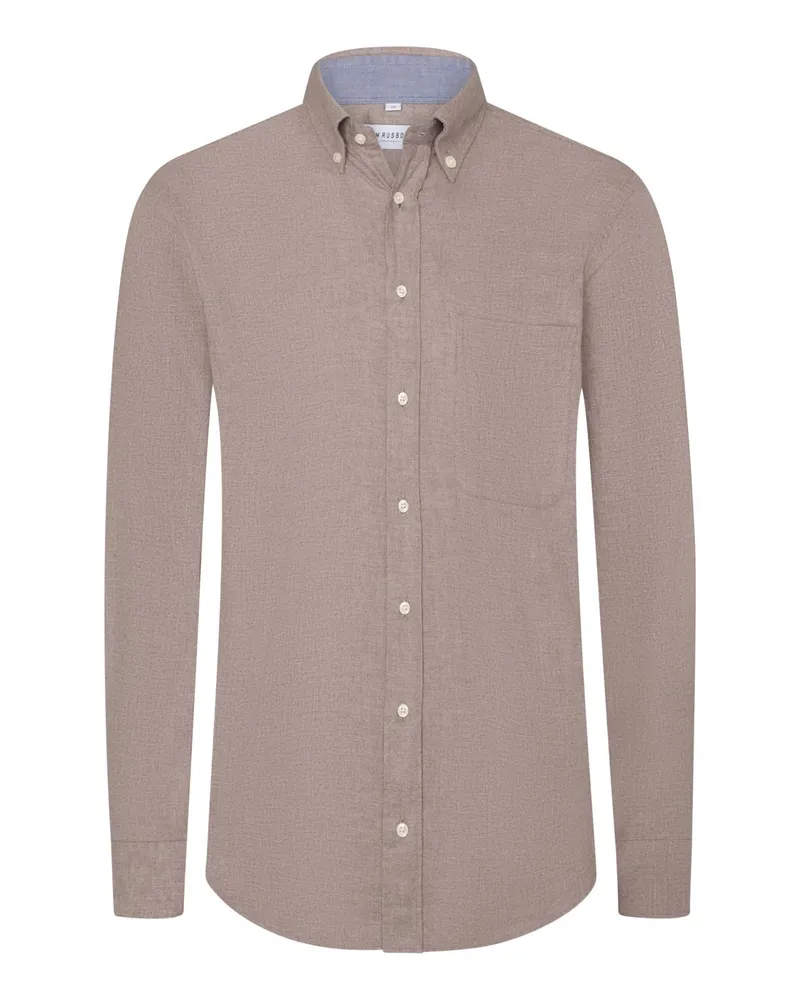 Tom Rusborg Softes Flanellhemd mit Brusttasche und Button Down-Kragen, Regular in Beige