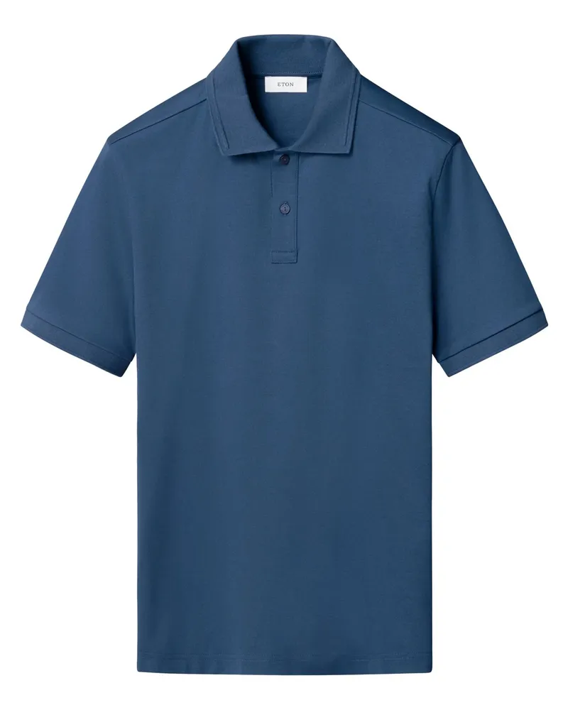 Eton Softes und Glattes Poloshirt in Interlock Jersey-Qualität in Königsblau