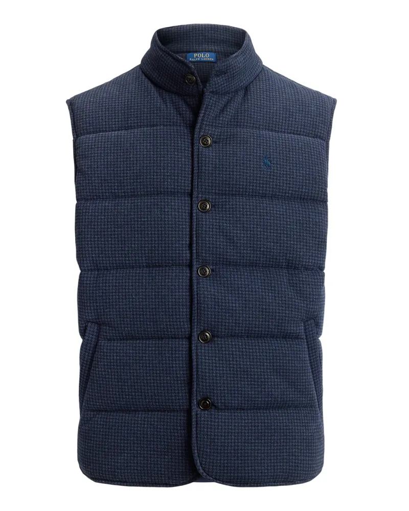 Ralph Lauren Gerippte Steppweste mit Hahnentrittmuster und Pony-Stickerei in Marine