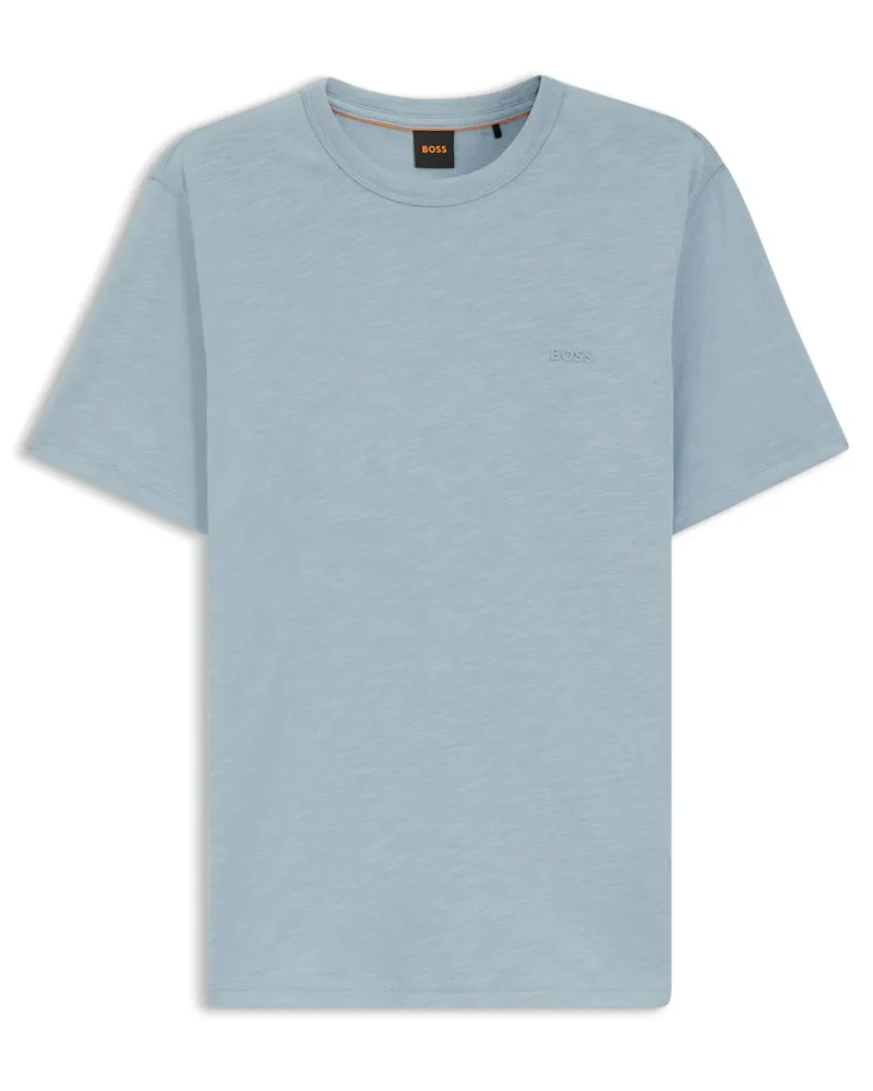 HUGO BOSS Leichtes T-Shirt mit gummiertem Logo-Schriftzug in Hellblau