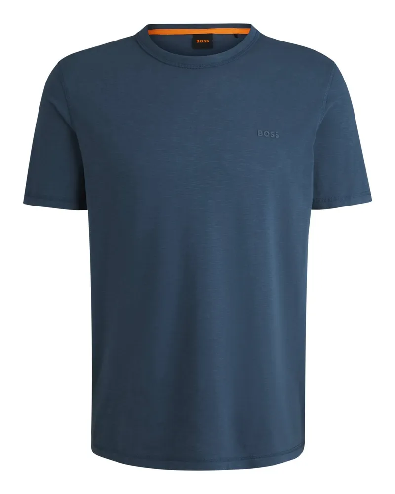 HUGO BOSS Leichtes T-Shirt mit gummiertem Logo-Schriftzug in Hellblau