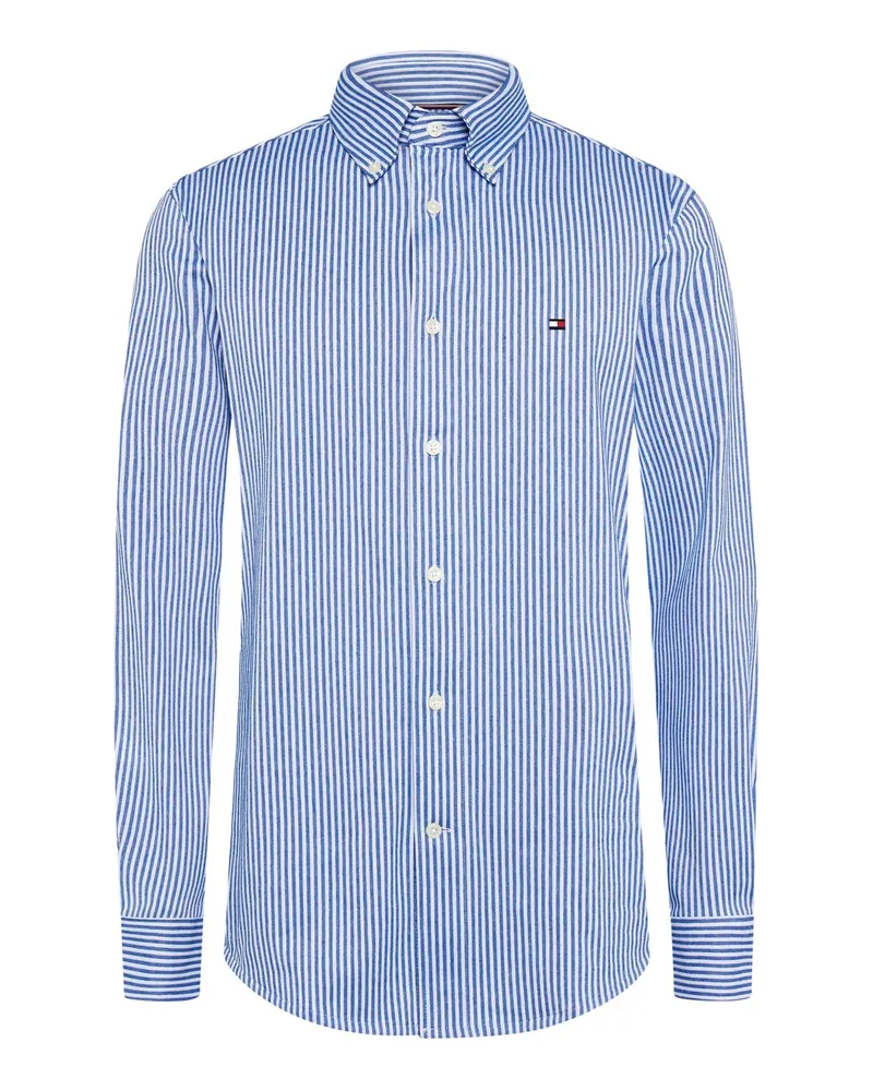 Tommy Hilfiger Performance Stretch-Hemd mit Streifen in Oxford-Qualität in Hellblau
