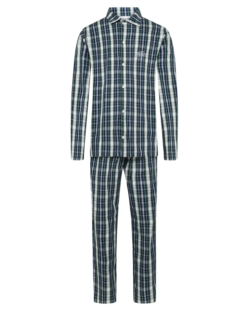 Lacoste Pyjama mit Karomuster aus Baumwolle in Grün