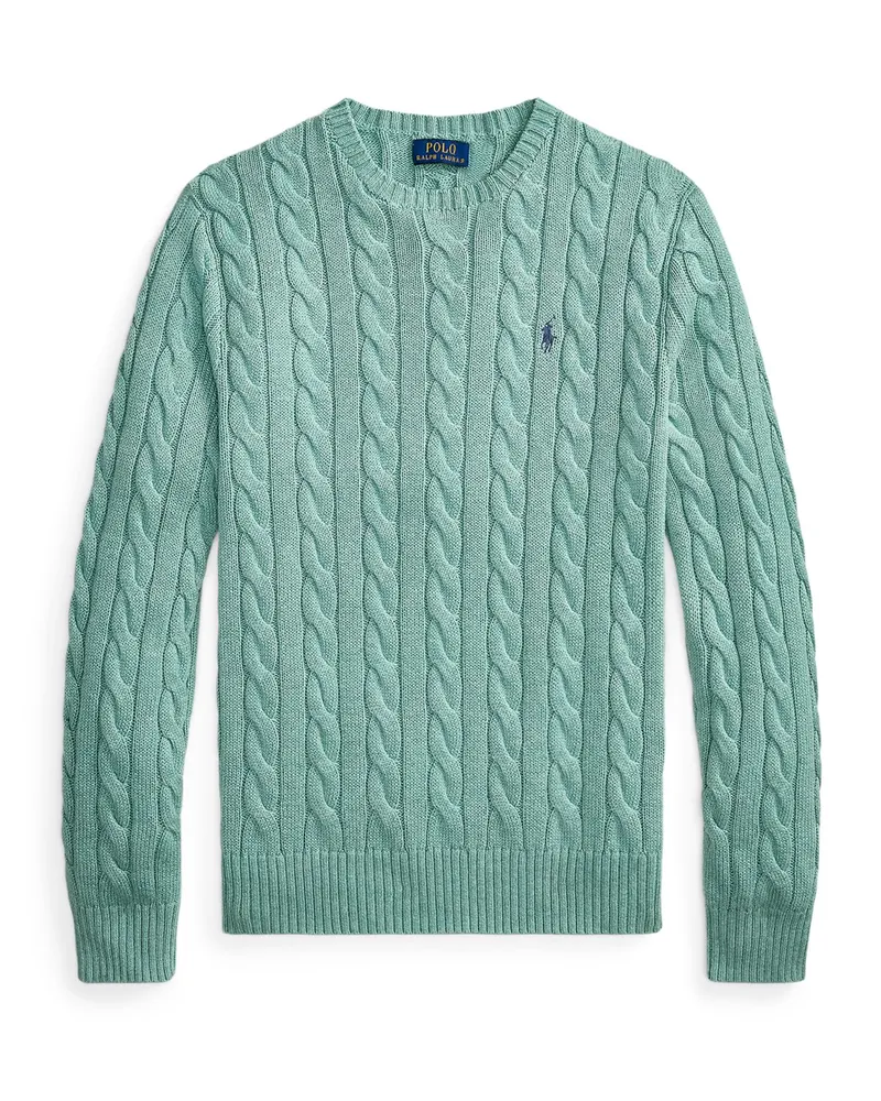 Ralph Lauren Pullover aus Baumwolle mit Zopfstrickmuster, Classic Fit in Türkis