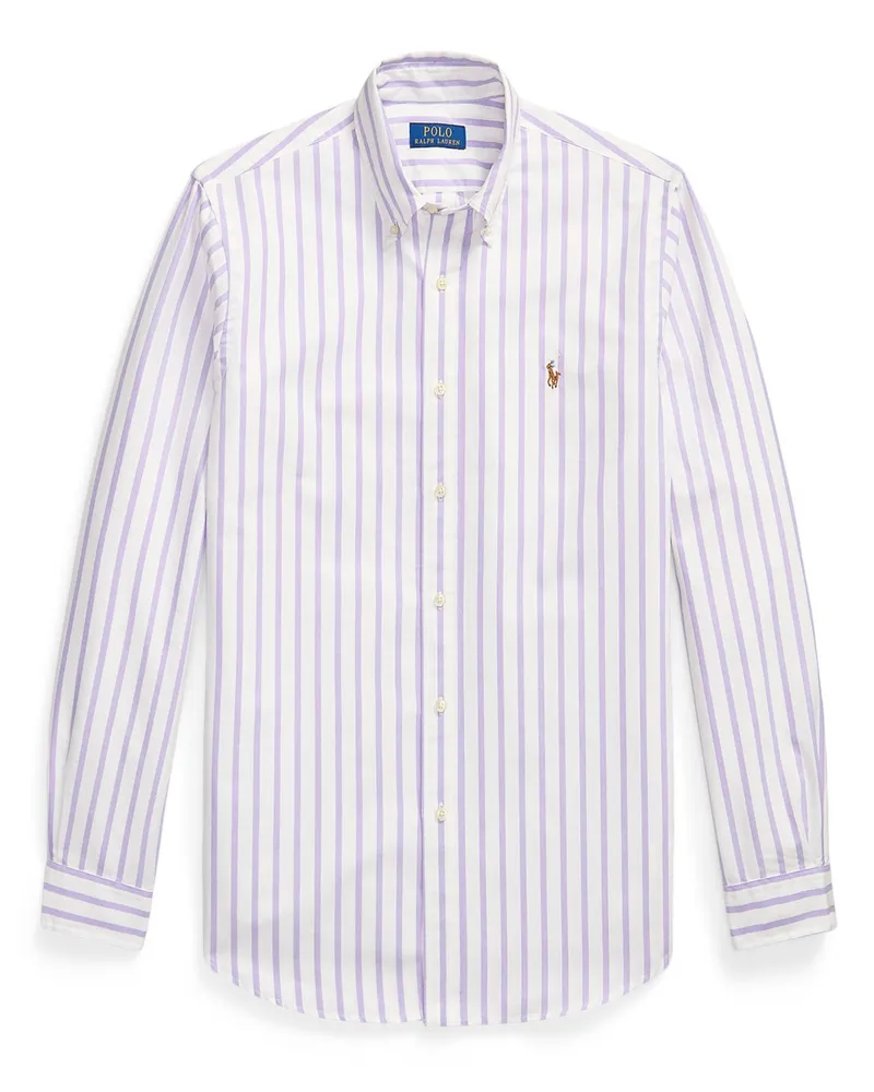 Ralph Lauren Leichtes Oxfordhemd mit Blockstreifen, Custom Fit in Lila