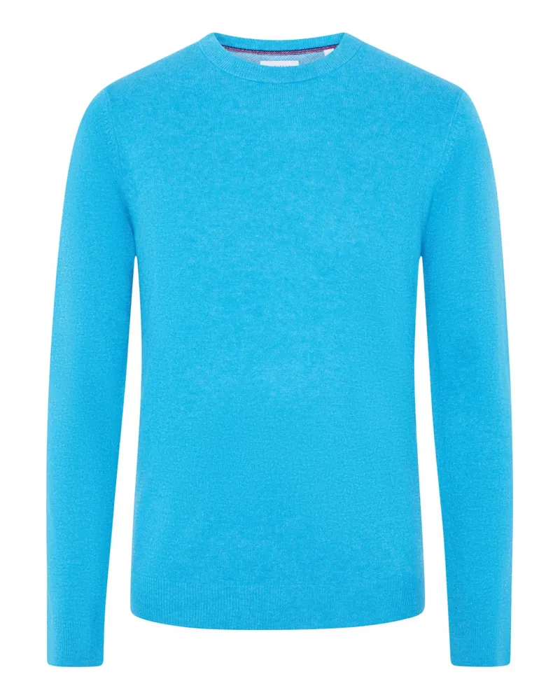 Tom Rusborg Softer Pullover aus Merinowolle und Kaschmir mit O-Neck in Blau