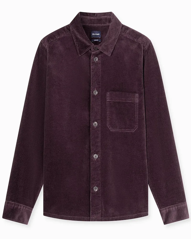 Olymp Overshirt aus Cord mit Stretchanteil, Casual Fit in Bordeaux