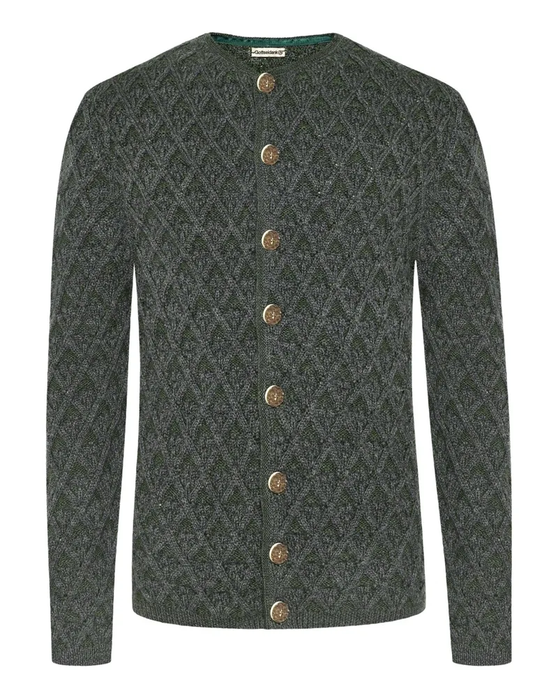 Gottseidank Strickjacke aus Schurwolle mit Rautenmuster in Anthrazit