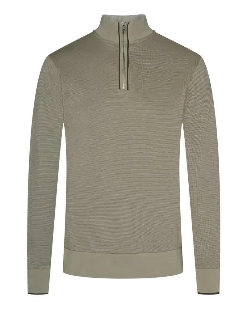 HUGO BOSS Troyer aus Baumwolle in Waffelstrick in Oliv