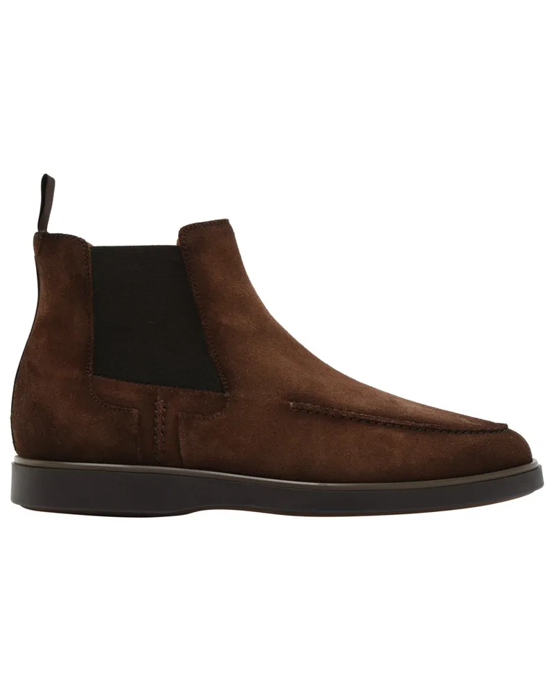 Magnanni Chelsea Boots aus Wildleder mit Steppnaht und Keilabsatz in Braun