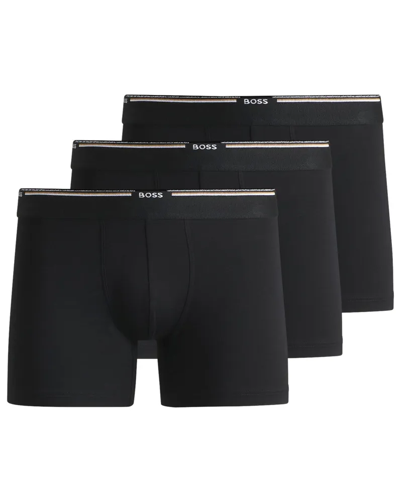 HUGO BOSS 3er-Pack Boxer Briefs aus einem Stretch-Mix in Schwarz