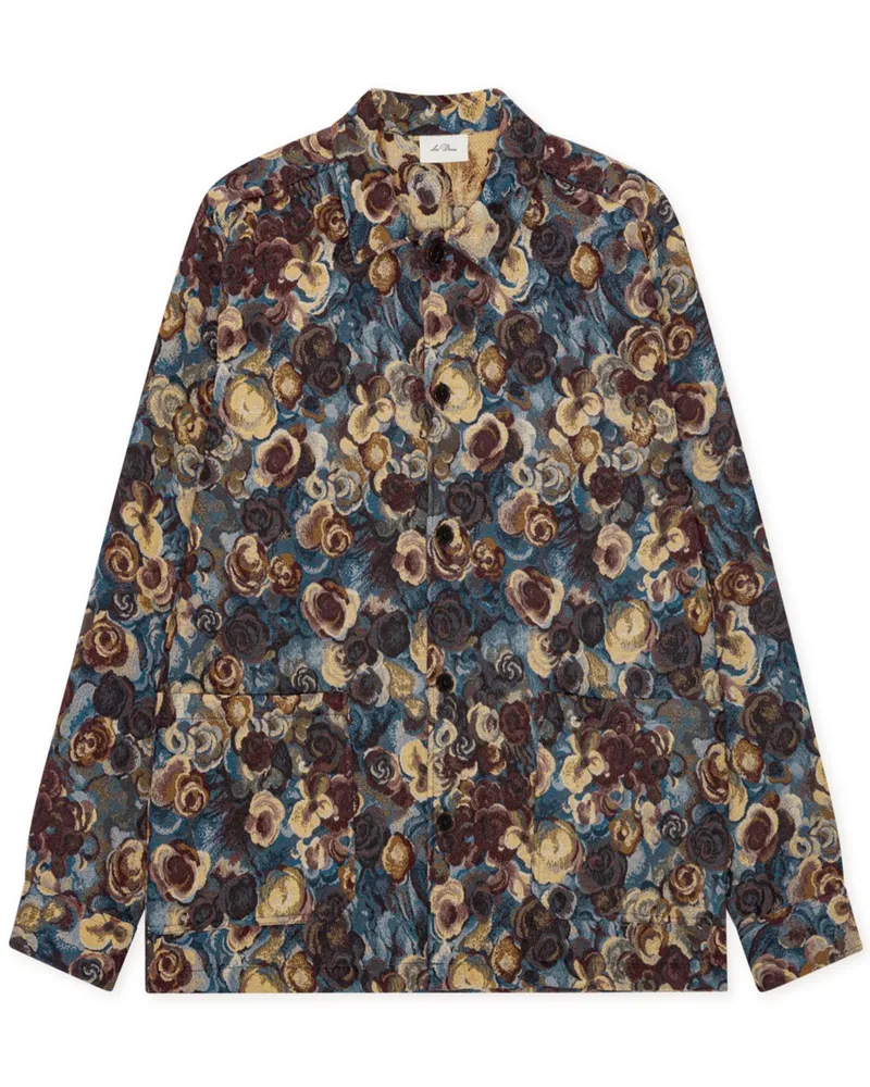 LES DEUX Overshirt in Jaquard-Qualität mit floralem Stick in Multicolor