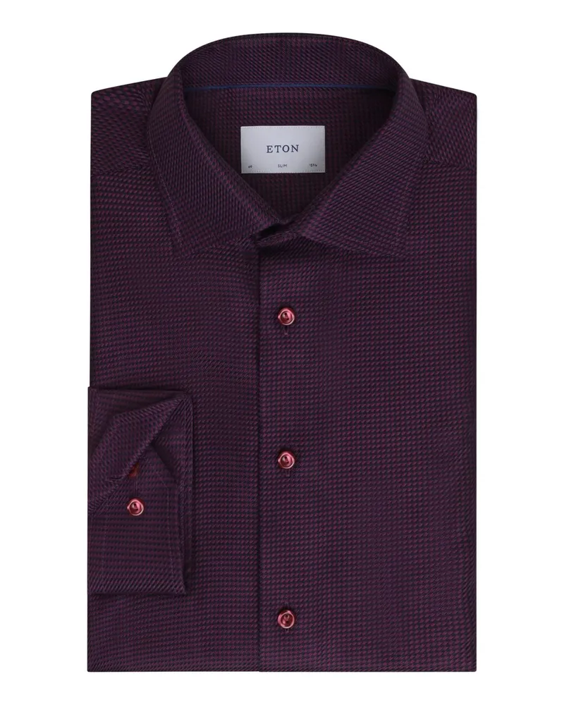 Eton Twillhemd aus Bio-Baumwolle mit Streifen, Slim Fit in Bordeaux