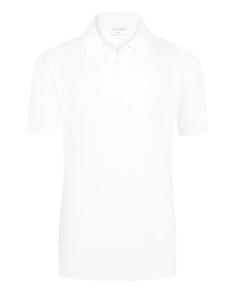 Tiger of Sweden Glattes Strick-Poloshirt mit Kaschmiranteil in Weiß