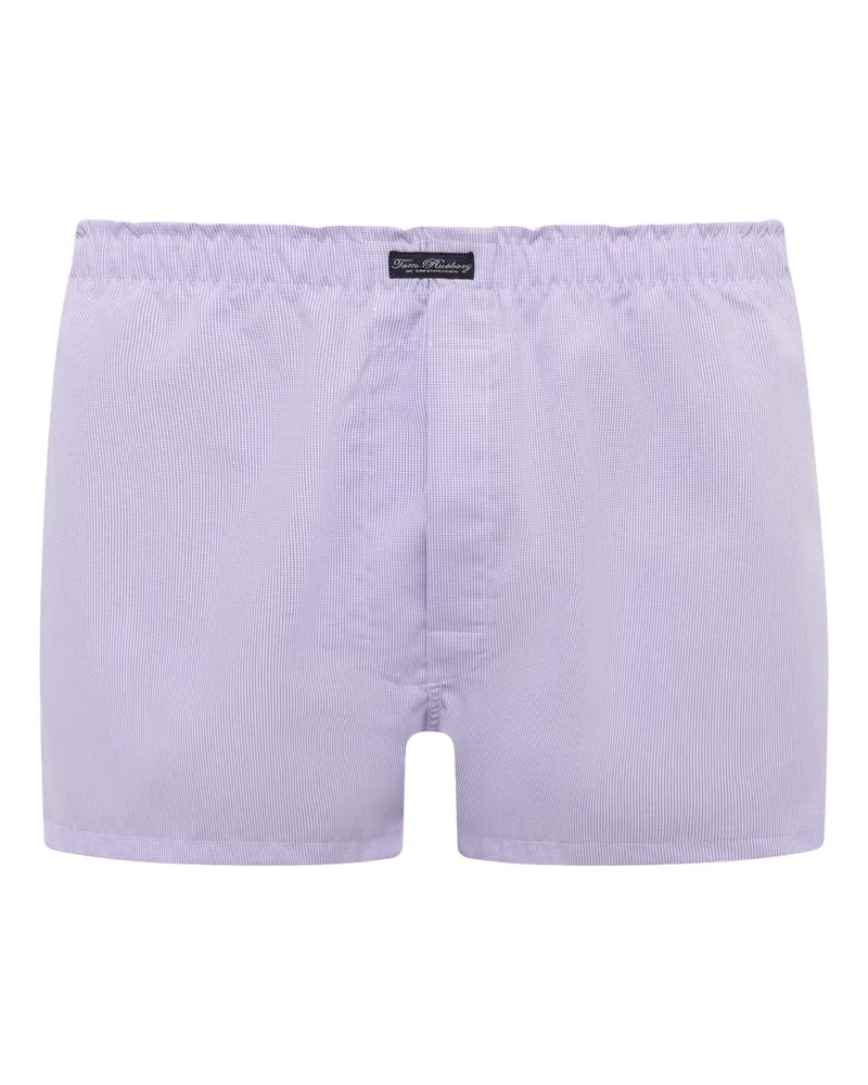 Tom Rusborg Boxershorts aus Baumwolle mit Pepitamuster in Lila