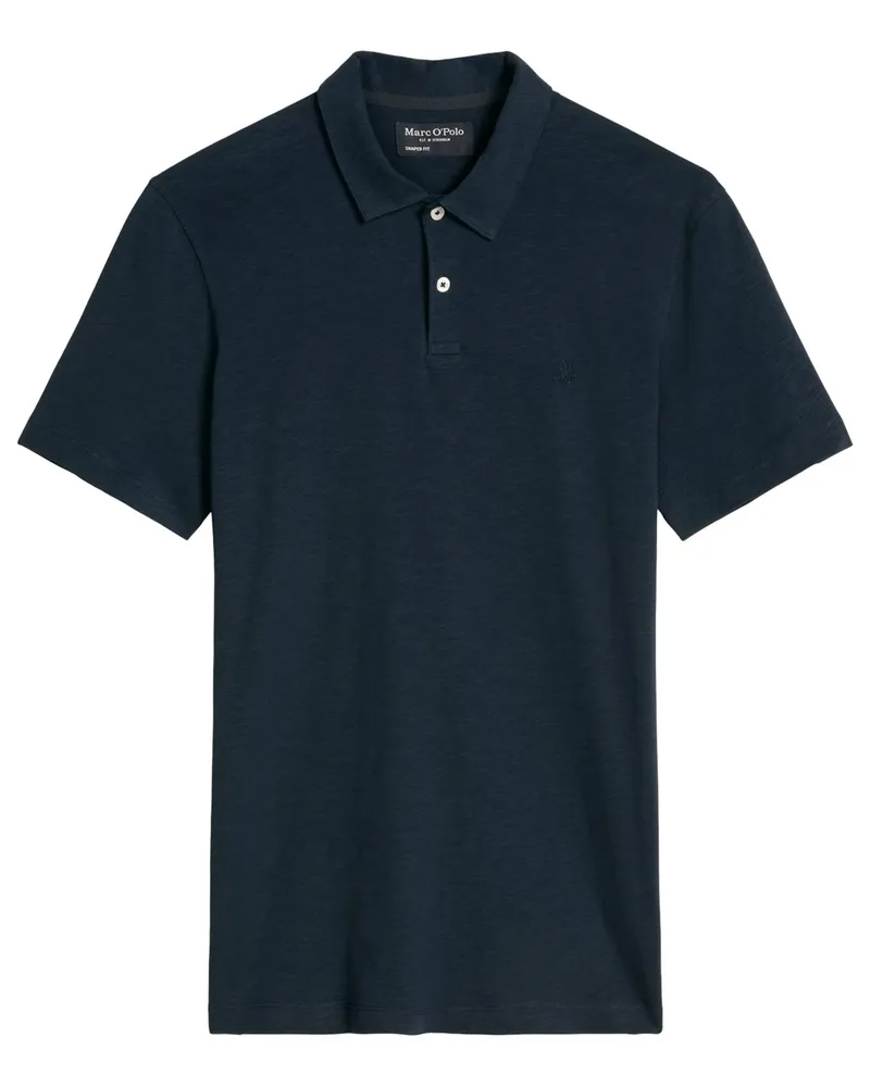 Marc O'Polo Poloshirt aus softer Bio-Baumwolle mit Label-Stickerei, Shaped Fit in Marine