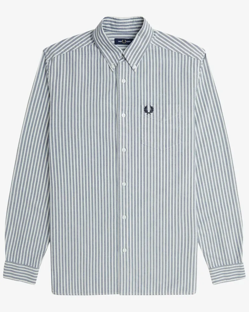 Fred Perry Oxfordhemd mit Streifenmuster und Brusttasche in Blau