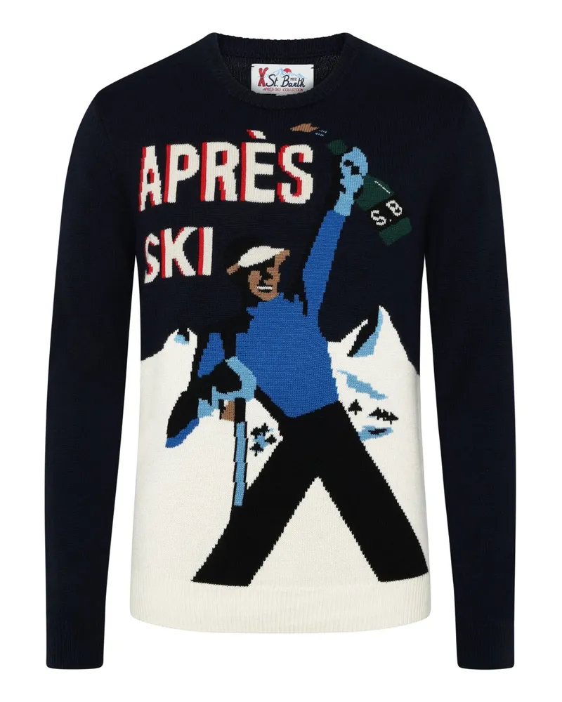 MC2 Saint Barth Rundhalspullover aus einem Wolle-Kaschmir-Mix mit Ski-Motiv in Marine