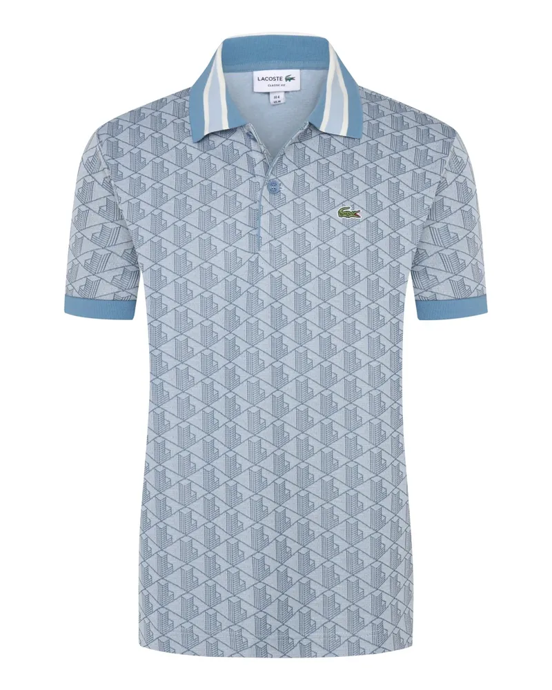 Lacoste Poloshirt in Jacquard-Strick und Monogramm-Print, Classic Fit in Hellblau