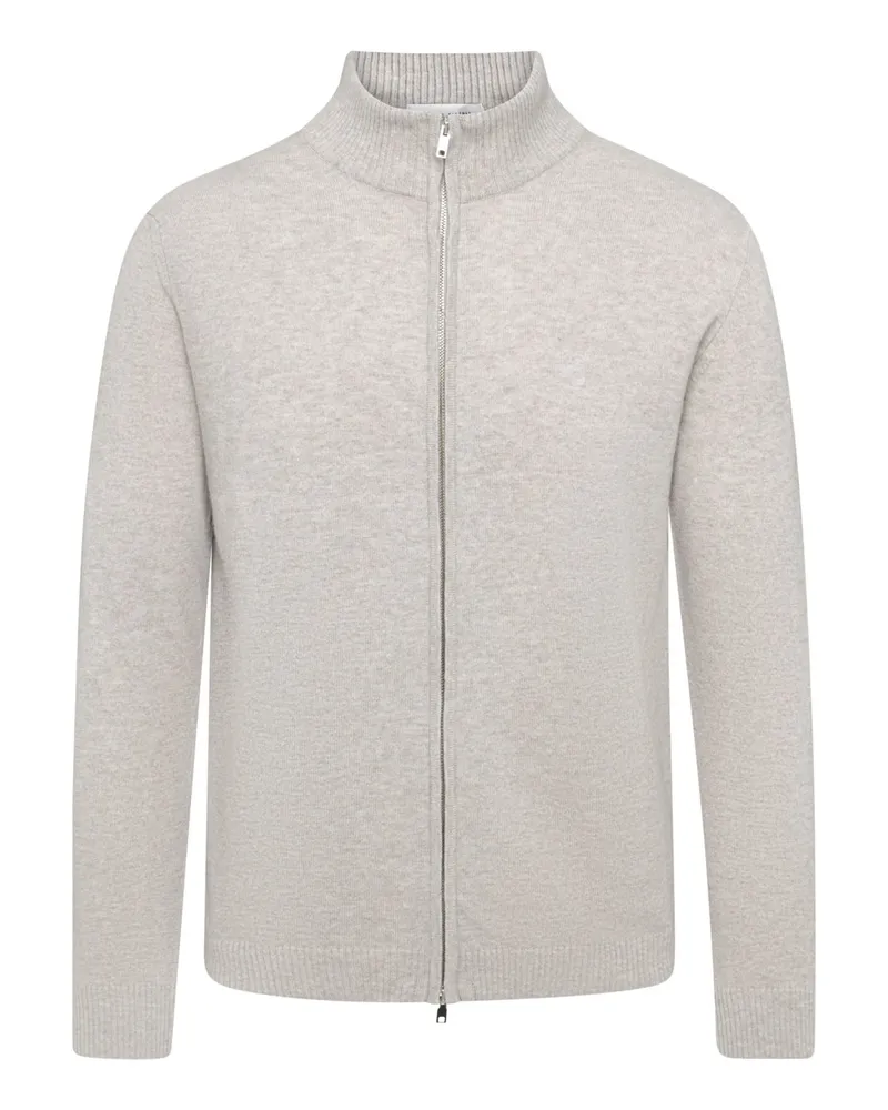 Daniele Fiesoli Softer Cardigan aus einem Merino-Kaschmir-Mix mit Zip in Sand