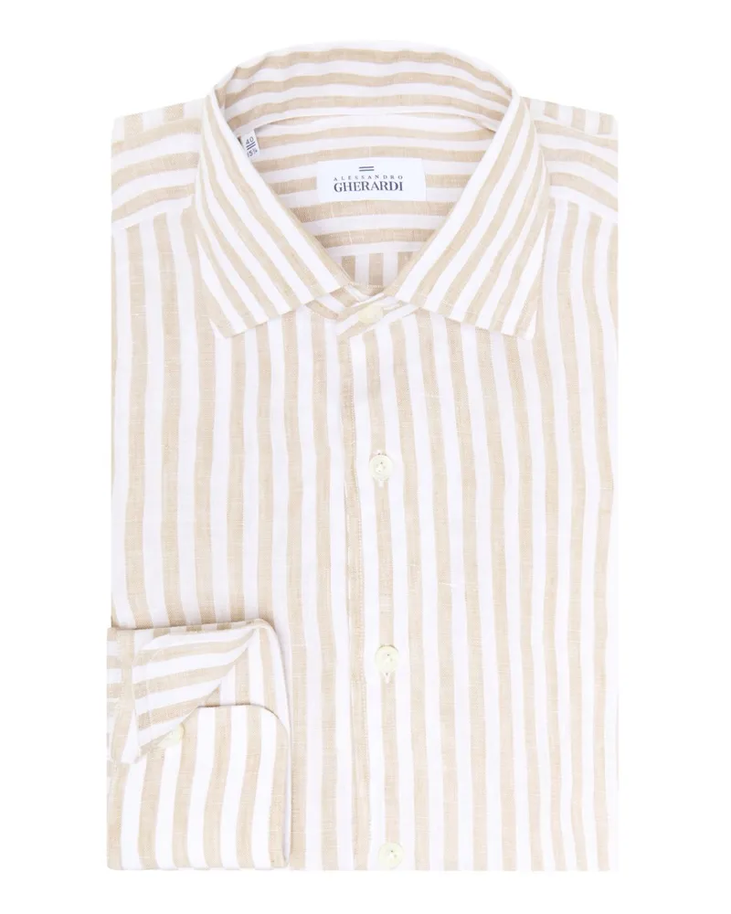 Alessandro Gherardi Hemd aus Leinen mit Streifenmuster in Beige