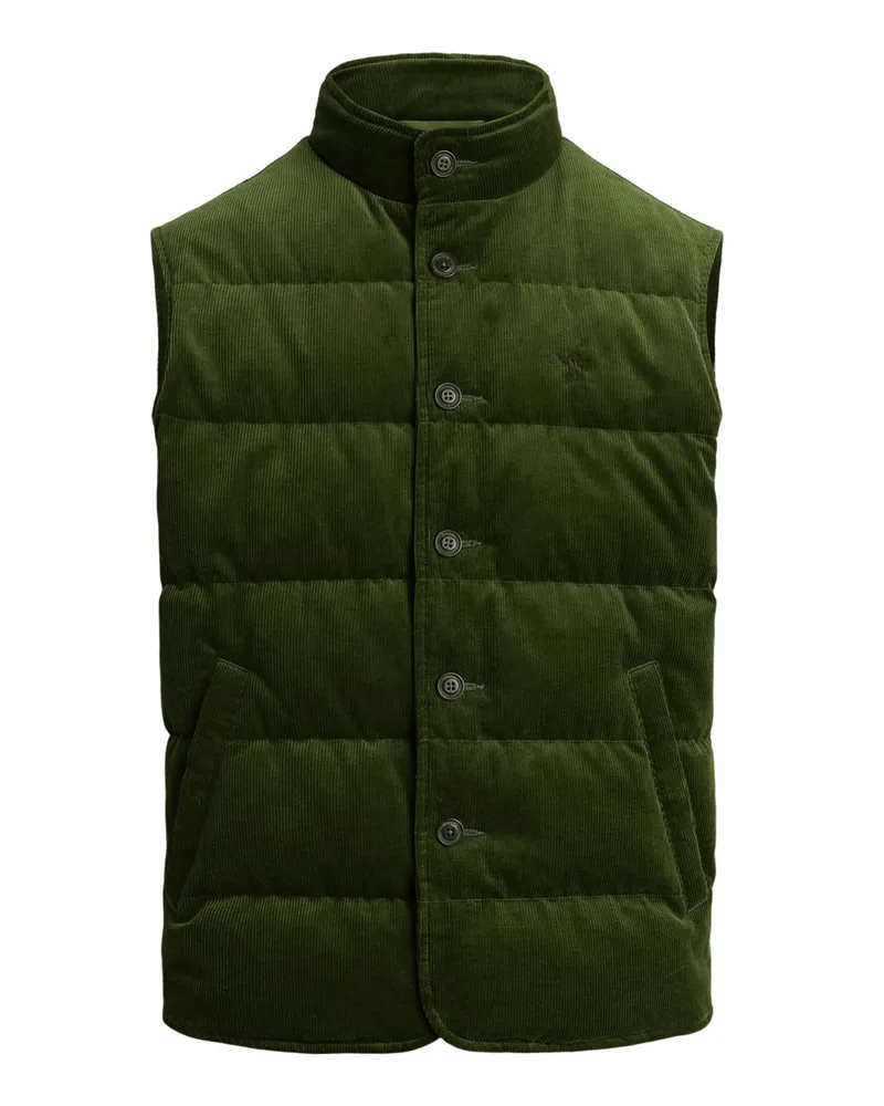 Ralph Lauren Daunenweste mit Stehkragen in gesteppter Cord-Qualität in Oliv