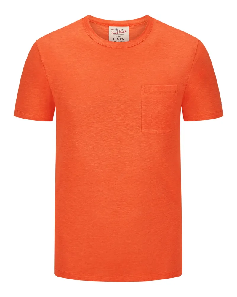 MC2 Saint Barth T-Shirt aus Leinen mit Brusttasche Orange