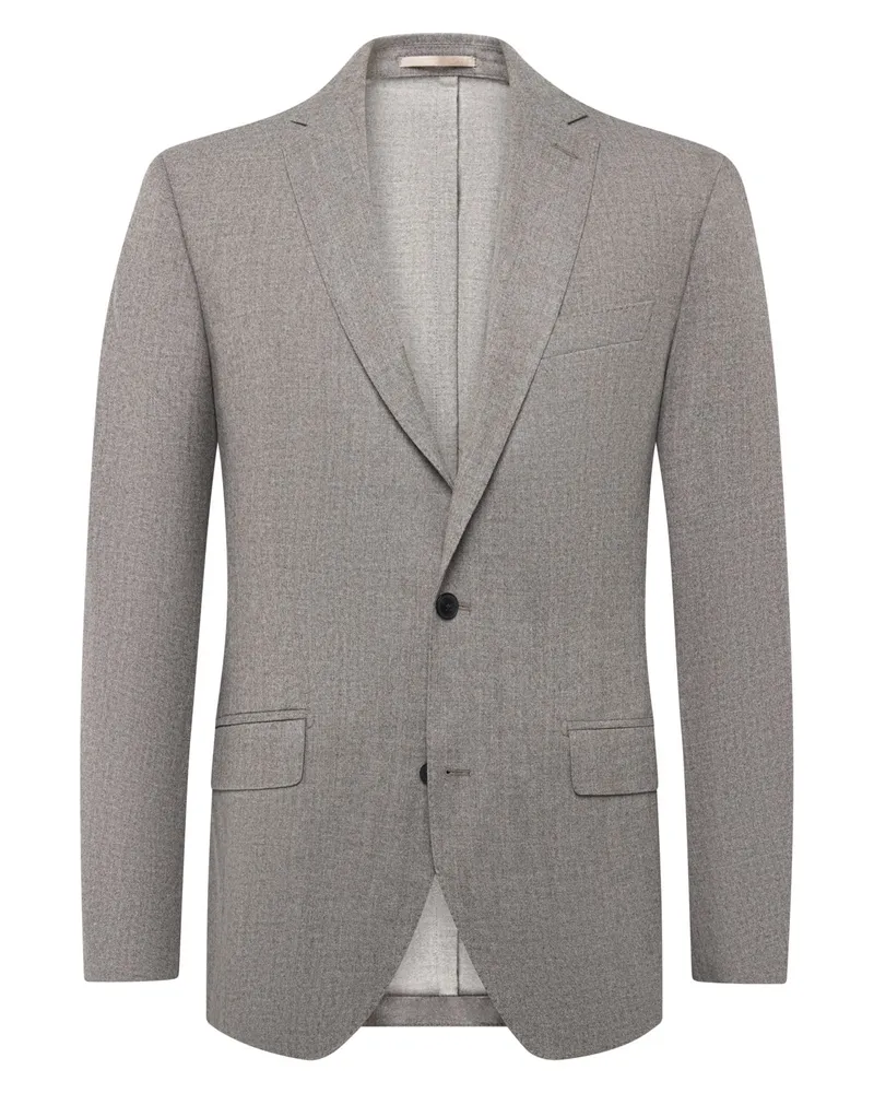 Hackett Einreihiges Flanell-Sakko mit fallendem Revers, Slim Fit in Beige