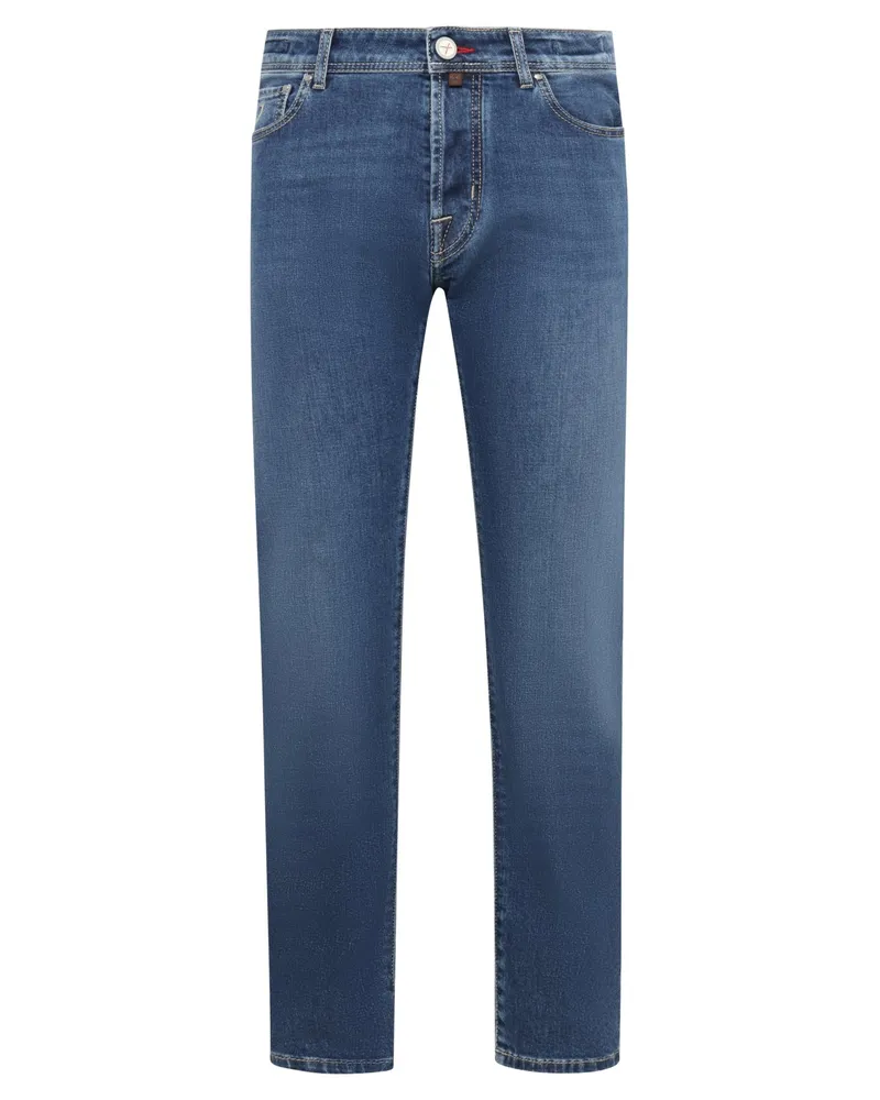 Jacob Cohën Bard Stretchjeans im dezenten Used-Look, Slim Fit in Mittelblau