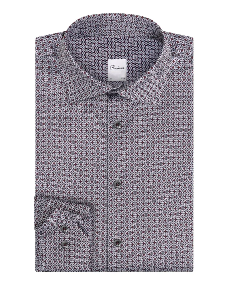 Stenströms Extralanges Hemd aus Twofold Super Cotton, Slimline in Grau