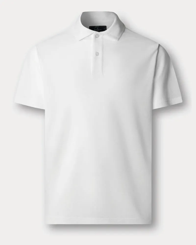 Hackett Leichtes Travel-Poloshirt aus Lyocell und Baumwolle, Classic Fit in Weiß