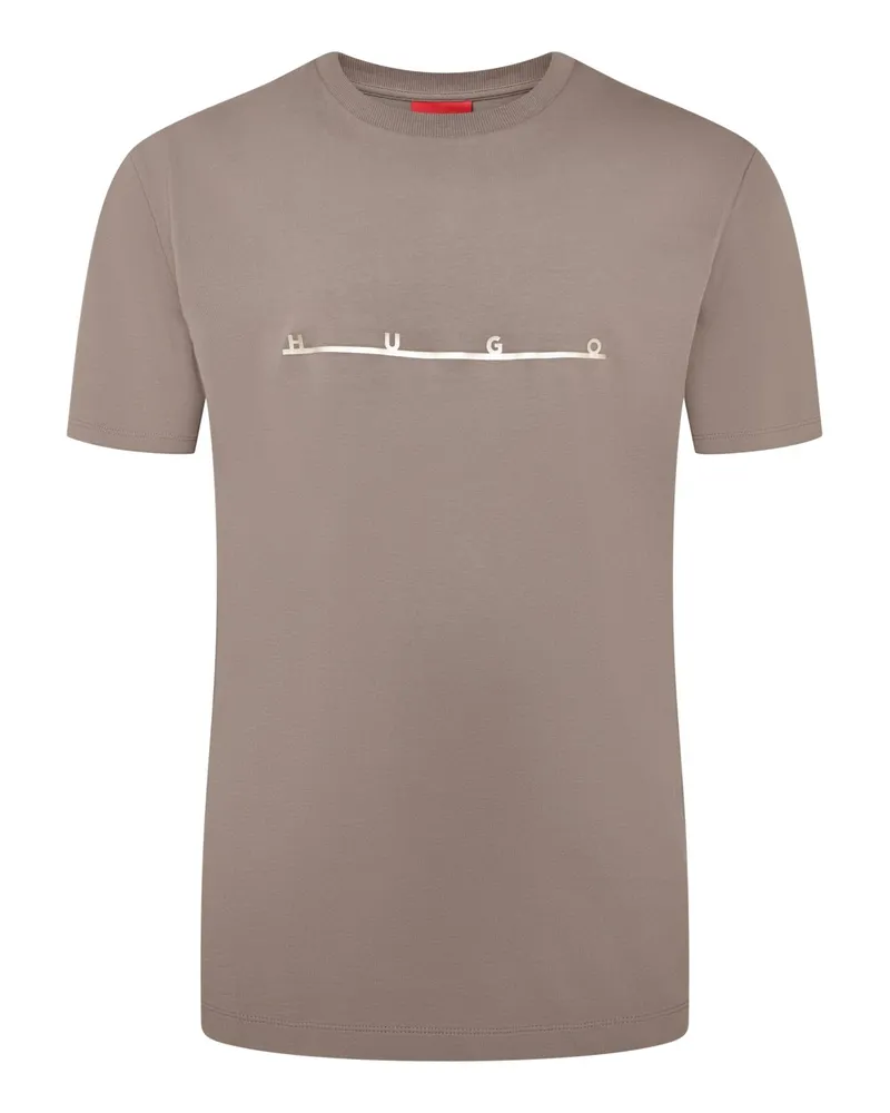 HUGO BOSS Glattstrick-T-Shirt Datrik mit Label-Schriftzug in Braun
