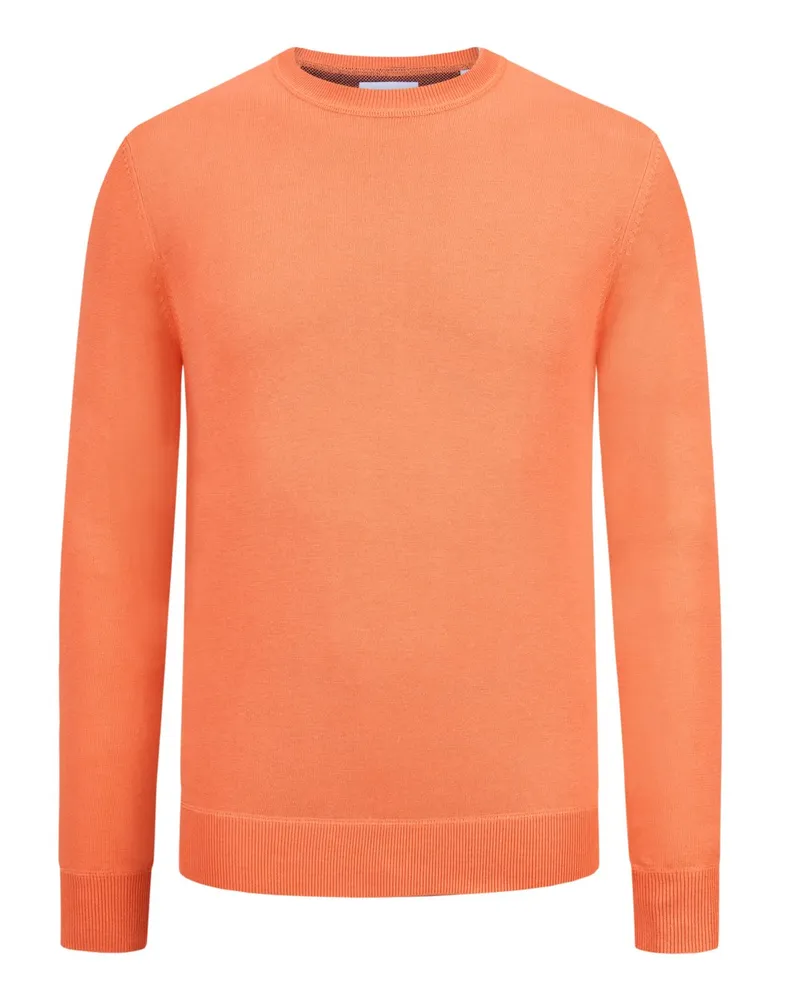 Tom Rusborg Leichter Rundhalspullover aus einem Baumwolle-Seide-Mix in Orange