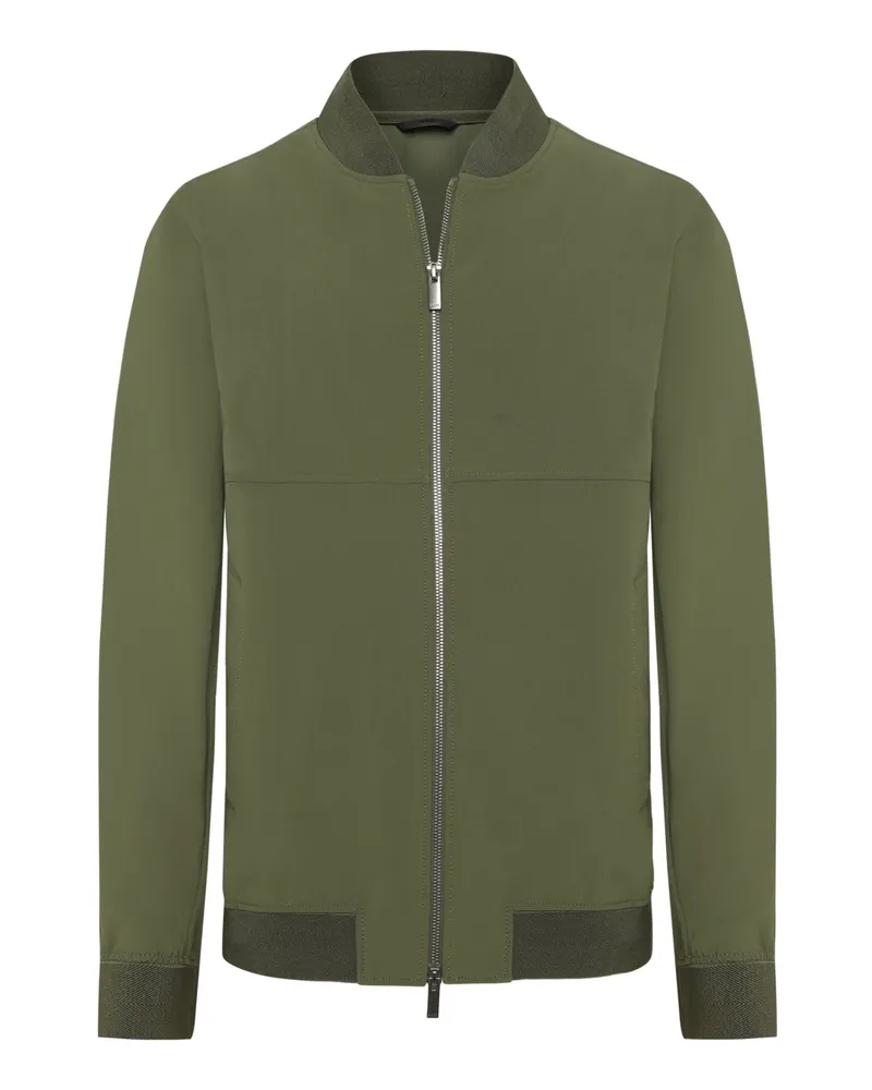 HUGO BOSS Blouson in Sweat-Qualität mit Zip und Stehkragen in Dunkelgrün