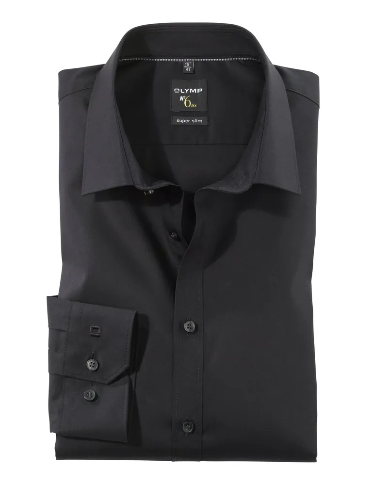 Olymp No. Six super slim Hemd, extralanger Arm in Schwarz