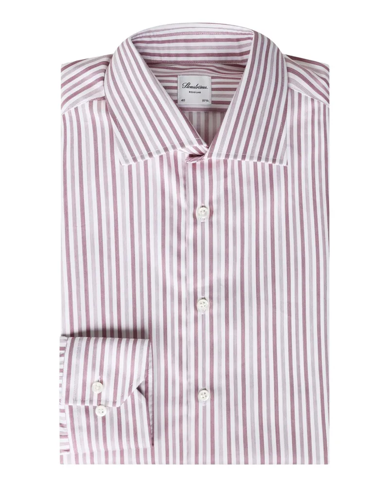 Stenströms Hemd aus Twofold Super Cotton mit Streifen, Regular in Rot