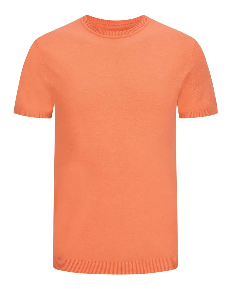 Tom Rusborg Unifarbenes Strickshirt aus Leinen-Baumwolle-Mix Orange