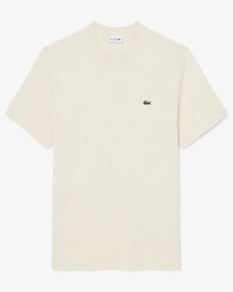 Lacoste T-Shirt aus Baumwolle mit Logo-Aufnäher, Classic Fit in Offwhite