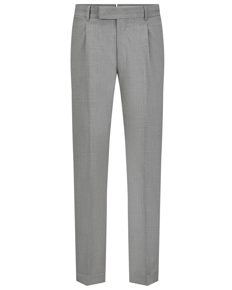 PT TORINO Leichte Wollhose mit Bundfalte und Stretchanteil, Rebel Fit in Grau