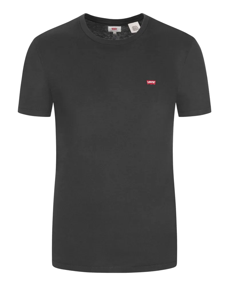 Levi's Unifarbenes T-Shirt mit Logo-Aufnäher, O-Neck in Schwarz