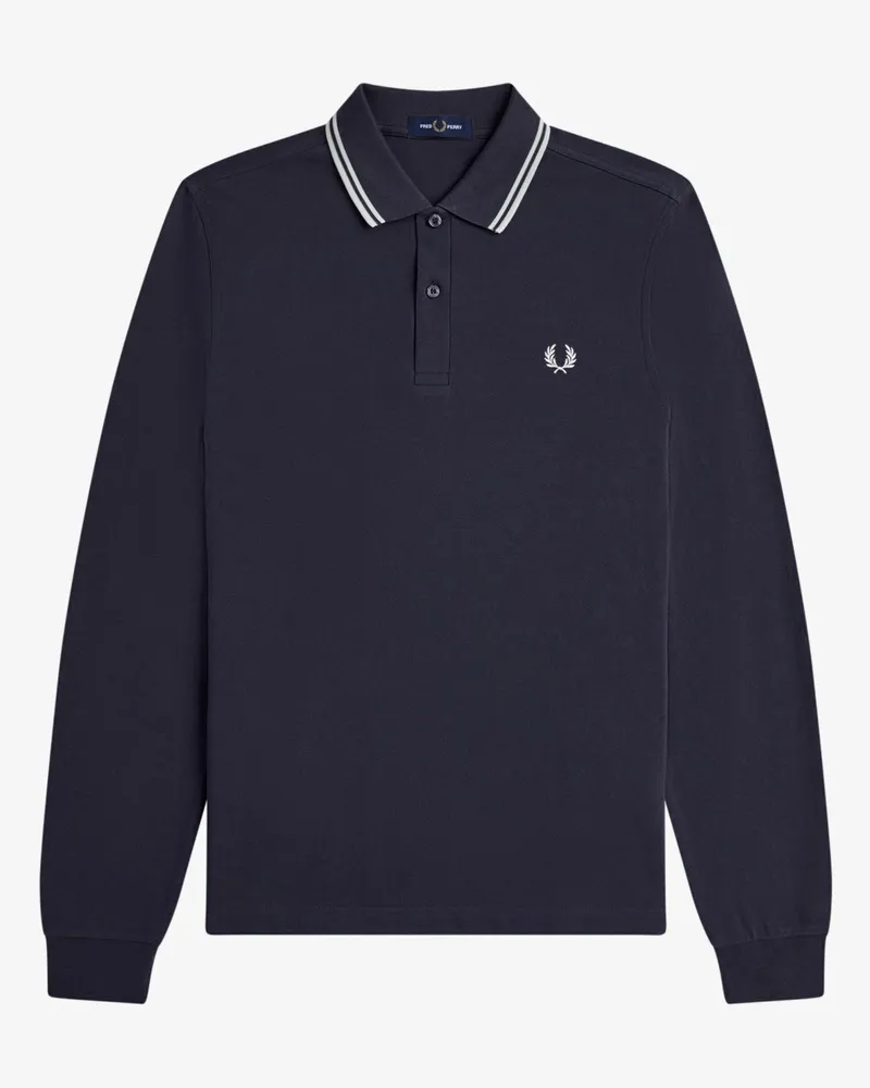 Fred Perry Langarm-Poloshirt aus Baumwoll-Piqué mit Logo-Aufnäher in Marine