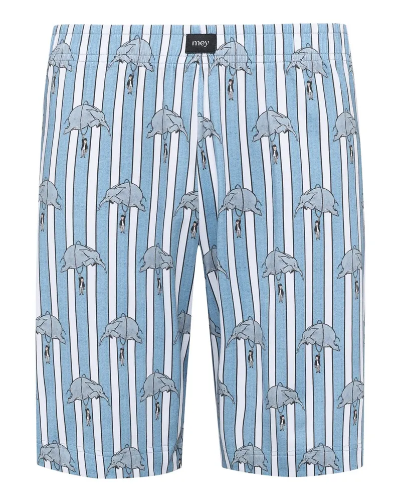 Mey Schlaf- und Haus-Shorts aus mey x LORIOT-Edition in Blau
