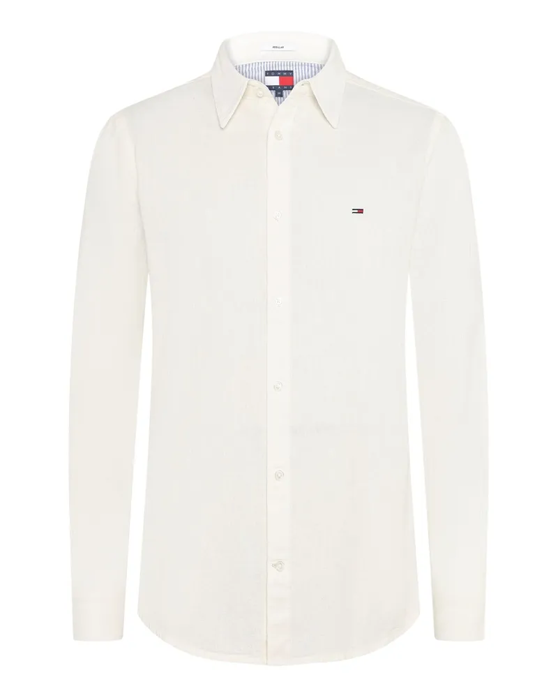 Tommy Hilfiger Legeres Hemd aus einem Leinen-Baumwolle-Mix mit Kentkragen, Regular in Weiß