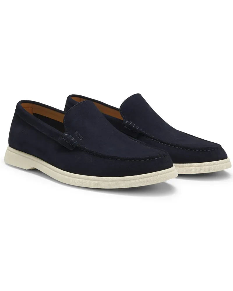 HUGO BOSS Sportlicher Loafer aus Veloursleder mit Label-Prägung in Marine