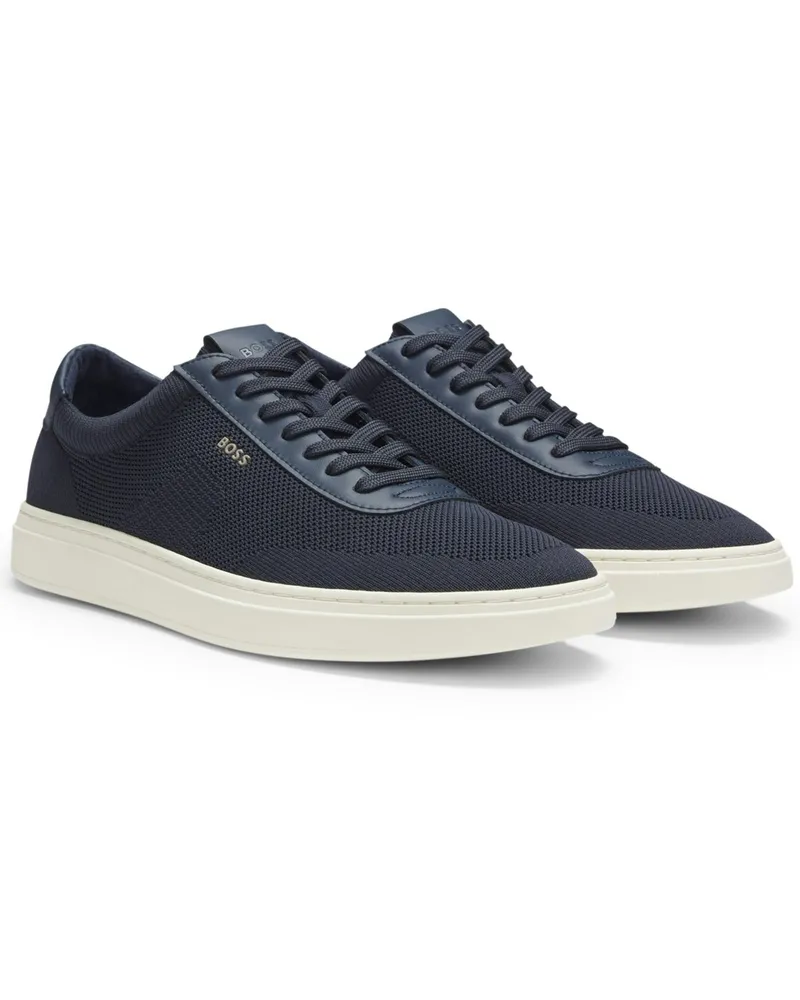 HUGO BOSS Mesh-Sneaker Kieran mit Lederakzenten in Marine